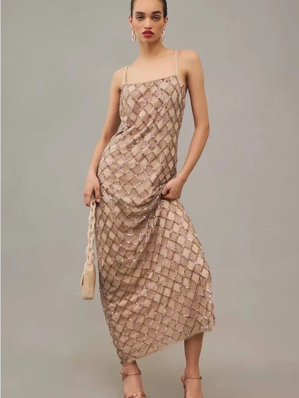 Anthropologie Let Me Be Checked Shine Dress
